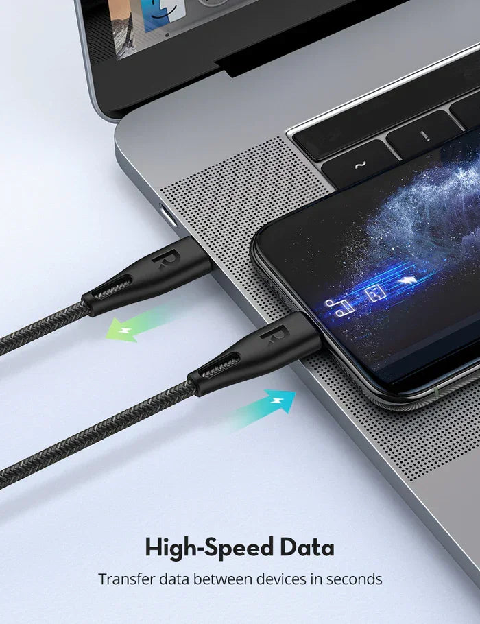 Ravpower Type-C To Lightning Cable 2M Nylon - Black - Tashqila Ravpower Type-C To Lightning Cable 2M Nylon - Black - Tashqila